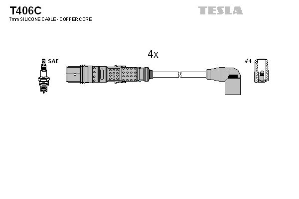 TESLA uždegimo laido komplektas T406C