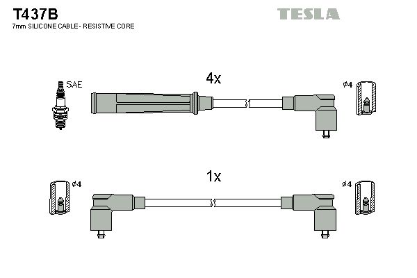 TESLA Комплект проводов зажигания T437B