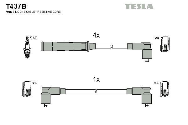 TESLA uždegimo laido komplektas T437B