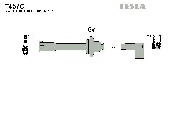 TESLA Комплект проводов зажигания T457C