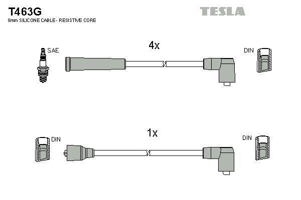 TESLA uždegimo laido komplektas T463G