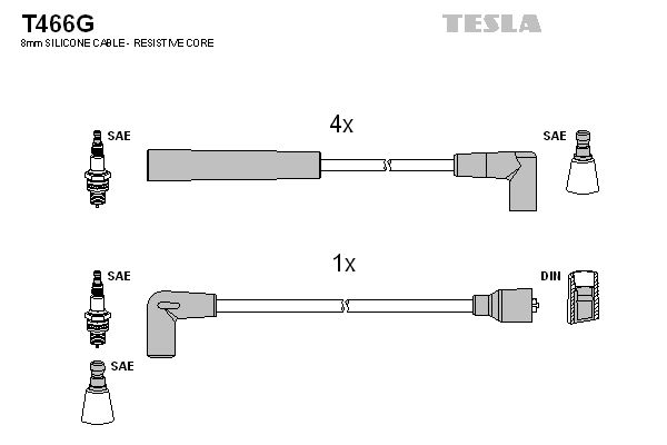 TESLA uždegimo laido komplektas T466G