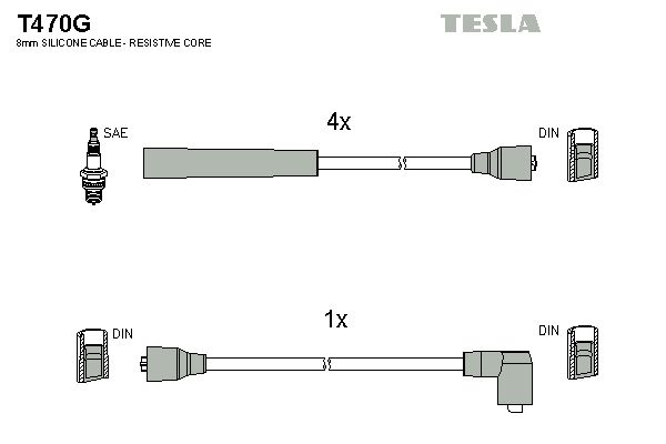 TESLA uždegimo laido komplektas T470G