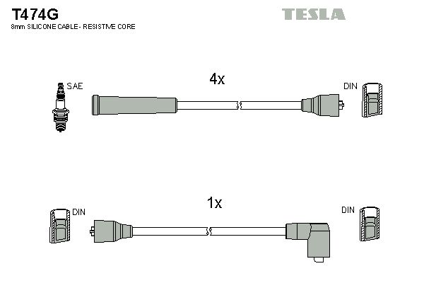 TESLA uždegimo laido komplektas T474G