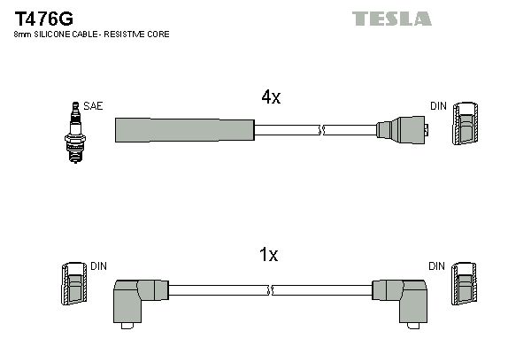 TESLA uždegimo laido komplektas T476G