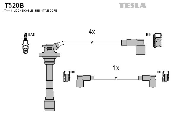 TESLA Комплект проводов зажигания T520B