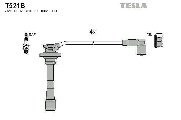 TESLA uždegimo laido komplektas T521B