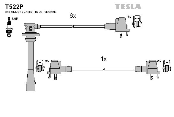 TESLA Комплект проводов зажигания T522P