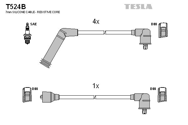 TESLA uždegimo laido komplektas T524B