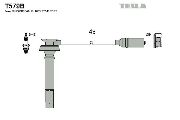 TESLA Комплект проводов зажигания T579B