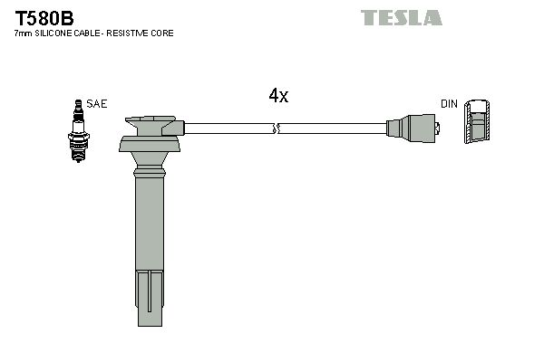 TESLA Комплект проводов зажигания T580B