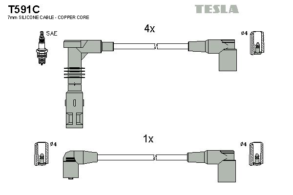 TESLA uždegimo laido komplektas T591C