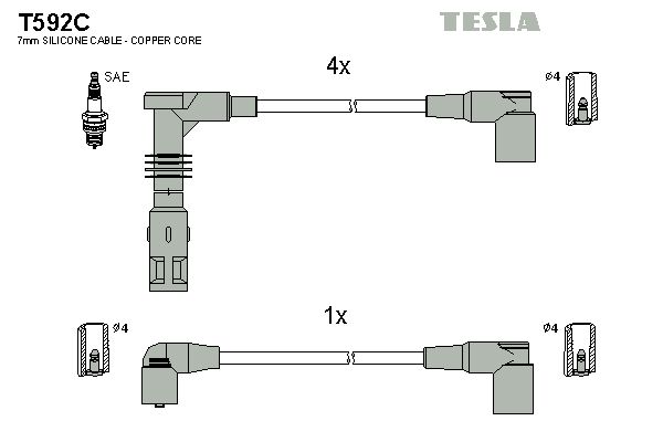 TESLA Комплект проводов зажигания T592C