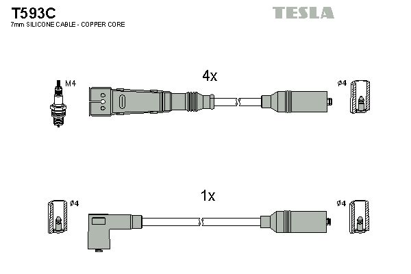 TESLA Комплект проводов зажигания T593C