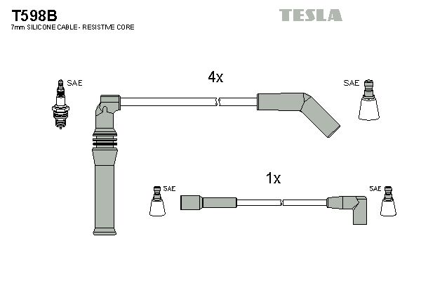 TESLA Комплект проводов зажигания T598B