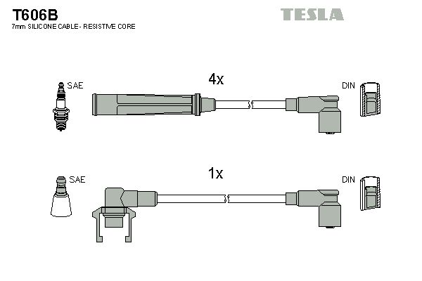 TESLA Комплект проводов зажигания T606B