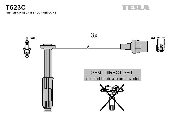 TESLA Комплект проводов зажигания T623C