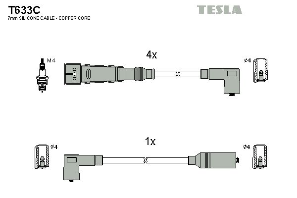 TESLA Комплект проводов зажигания T633C