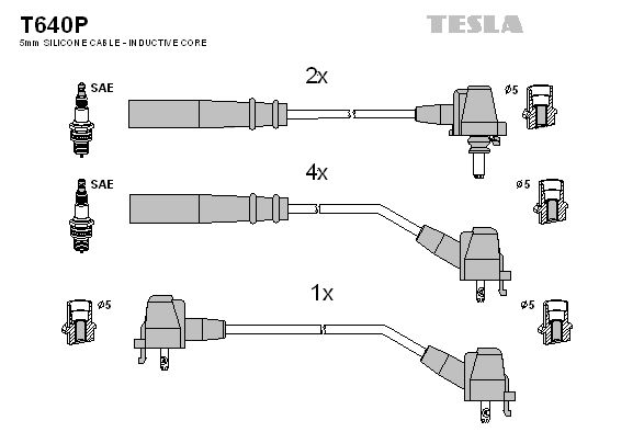 TESLA uždegimo laido komplektas T640P