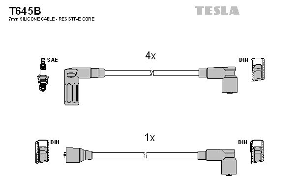 TESLA Комплект проводов зажигания T645B