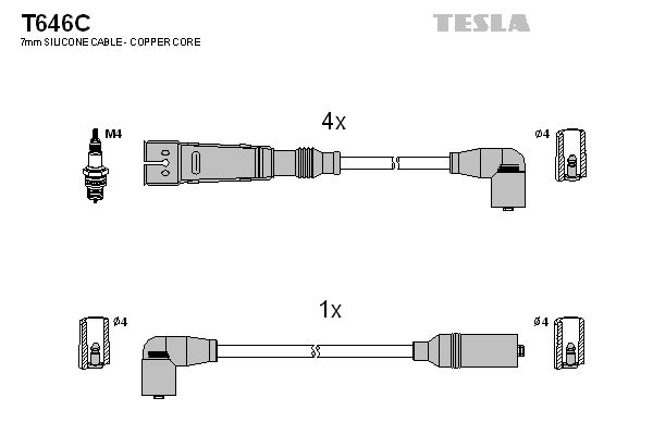 TESLA uždegimo laido komplektas T646C