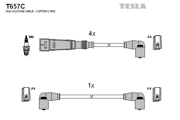 TESLA uždegimo laido komplektas T657C