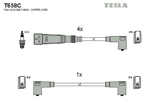 TESLA Комплект проводов зажигания T658C