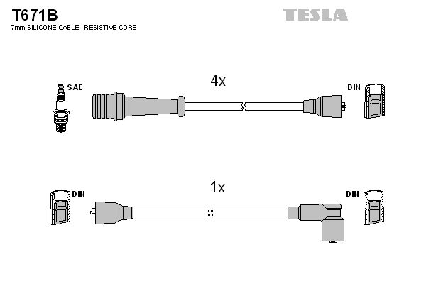 TESLA Комплект проводов зажигания T671B