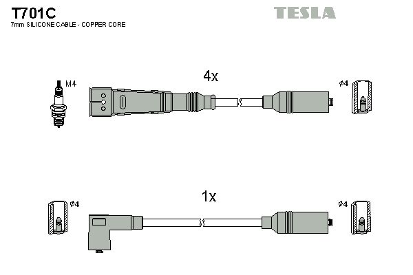 TESLA uždegimo laido komplektas T701C