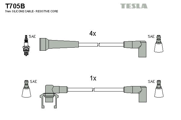 TESLA Комплект проводов зажигания T705B
