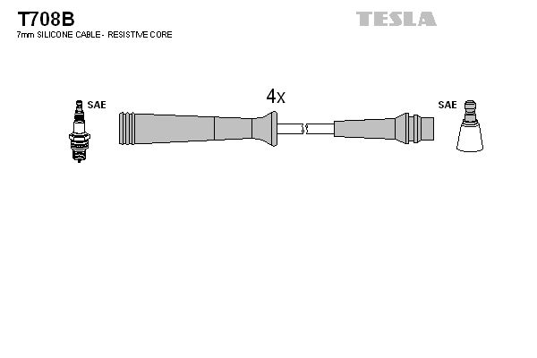 TESLA Комплект проводов зажигания T708B