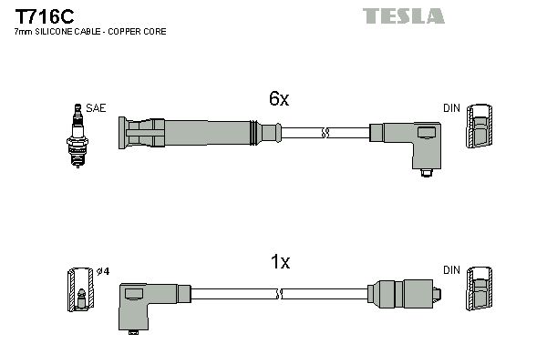 TESLA Комплект проводов зажигания T716C