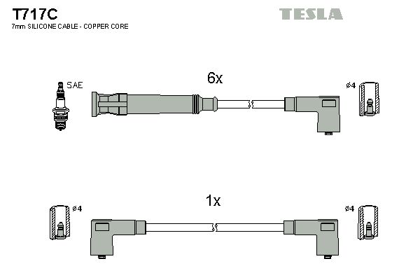 TESLA Комплект проводов зажигания T717C