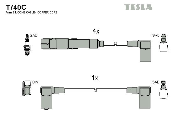 TESLA uždegimo laido komplektas T740C