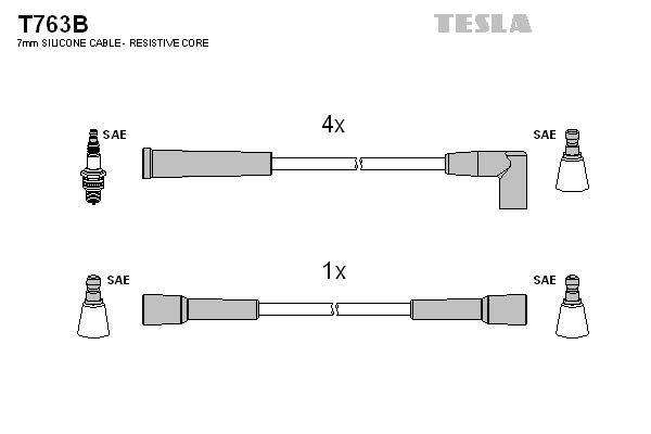 TESLA Комплект проводов зажигания T763B