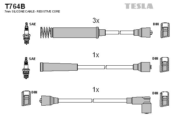 TESLA Комплект проводов зажигания T764B