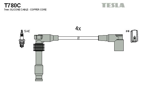 TESLA Комплект проводов зажигания T780C