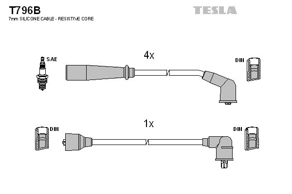 TESLA uždegimo laido komplektas T796B