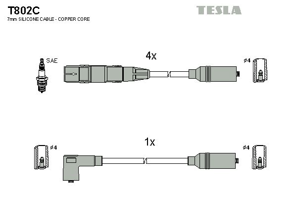 TESLA uždegimo laido komplektas T802C