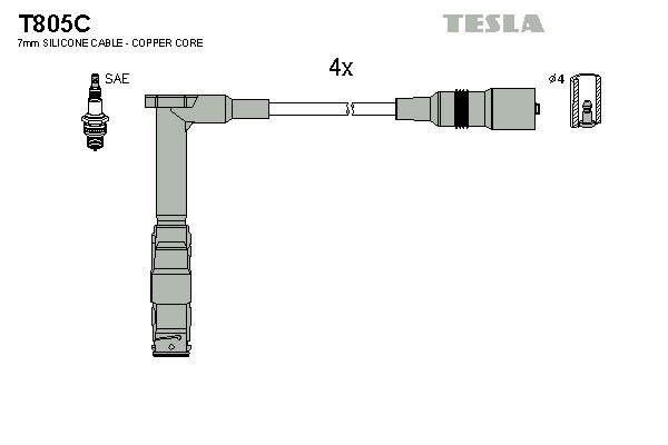 TESLA uždegimo laido komplektas T805C