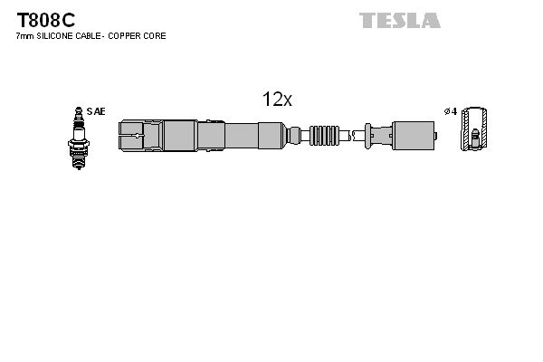 TESLA uždegimo laido komplektas T808C