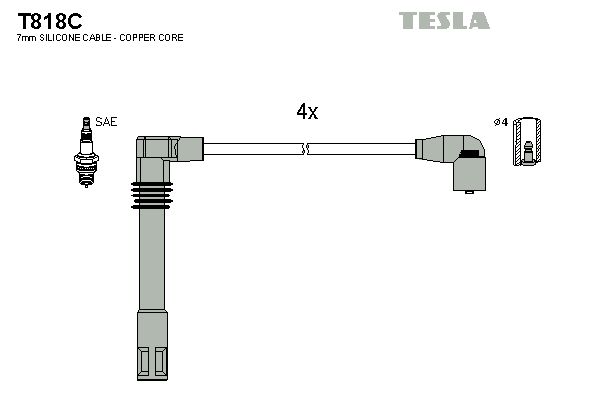 TESLA Комплект проводов зажигания T818C