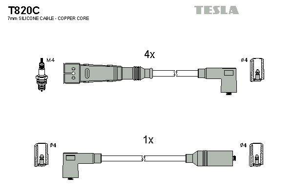 TESLA uždegimo laido komplektas T820C