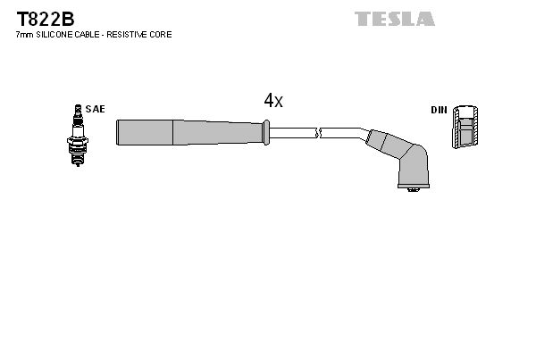 TESLA Комплект проводов зажигания T822B