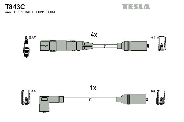 TESLA uždegimo laido komplektas T843C