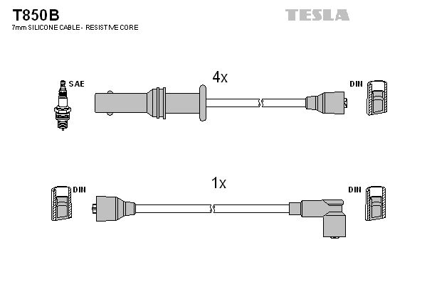 TESLA uždegimo laido komplektas T850B