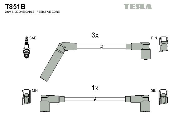 TESLA Комплект проводов зажигания T851B