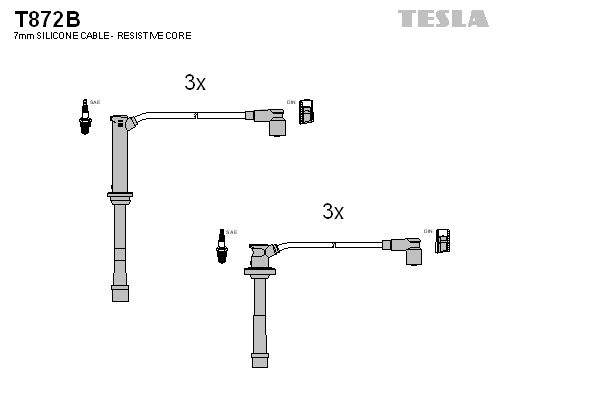 TESLA Комплект проводов зажигания T872B