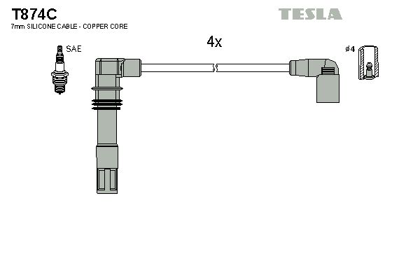 TESLA uždegimo laido komplektas T874C