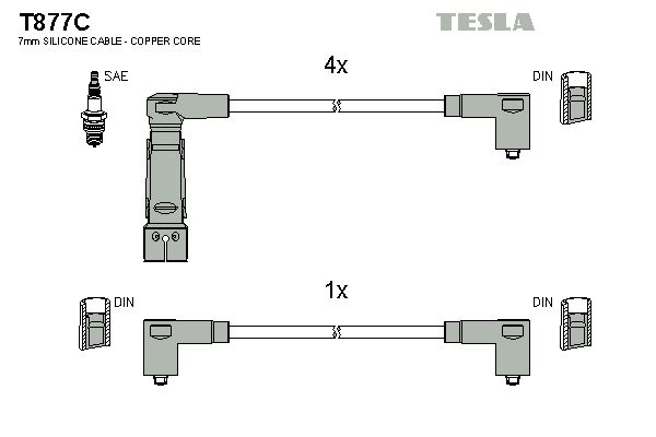 TESLA uždegimo laido komplektas T877C